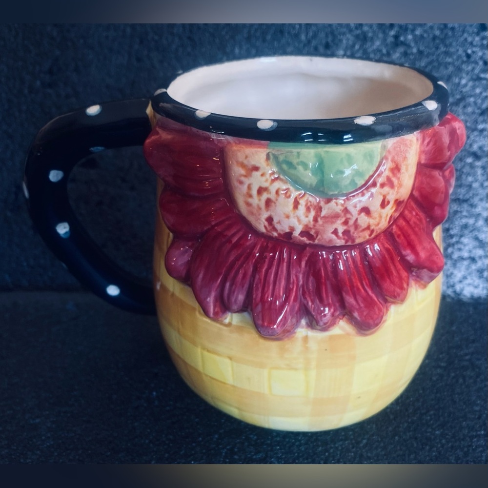 Pier 1 Imports Ceramic Floral Basket Raised Design Coffee/Tea Mug - Picture 5 of 7